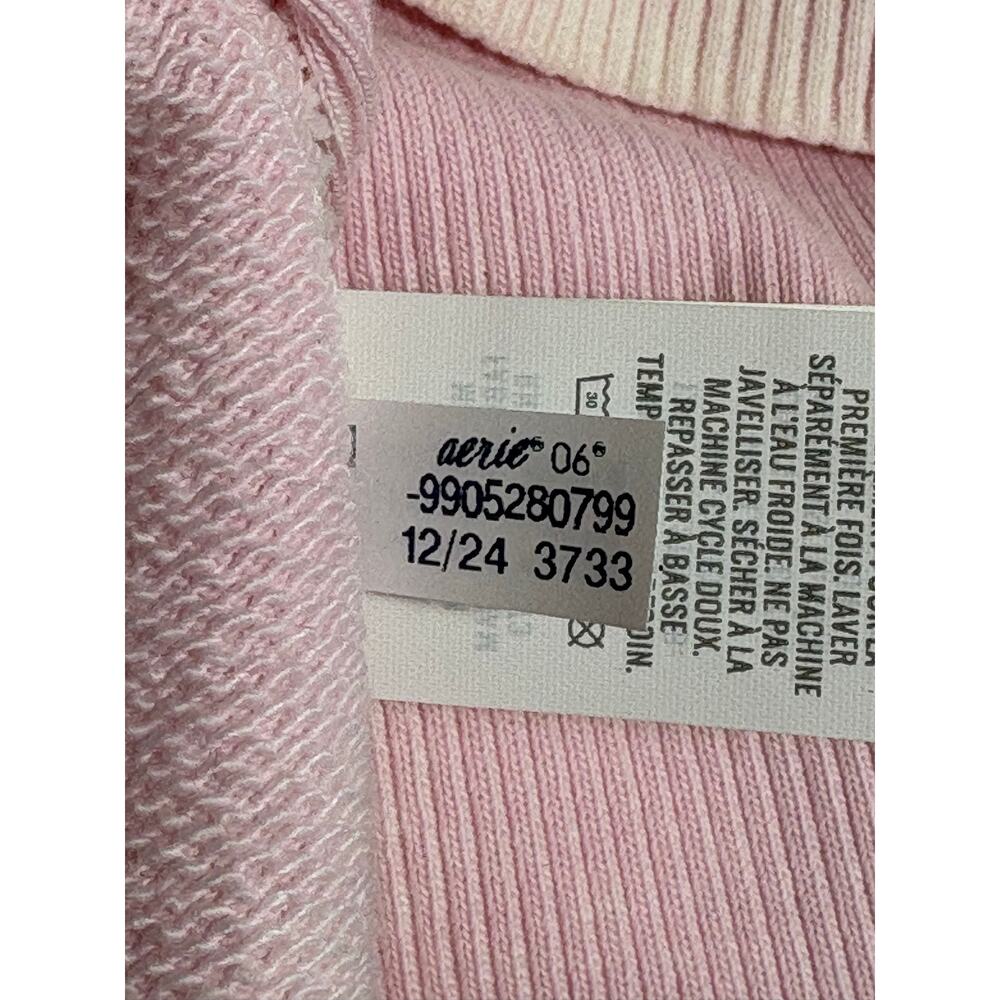 Aerie Seams Right Short Sleeve Cropped Sweatshirt Women's Medium Soft Pink - Picture 9 of 9